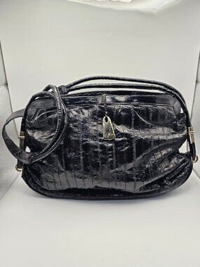 Vintage 1980s Genuine Eel Skin Patchwork Shoulder Bag – Exotic Leather